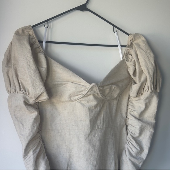 Sabo Luxe Puff Long Sleeve Beige Dress - Picture 4 of 16